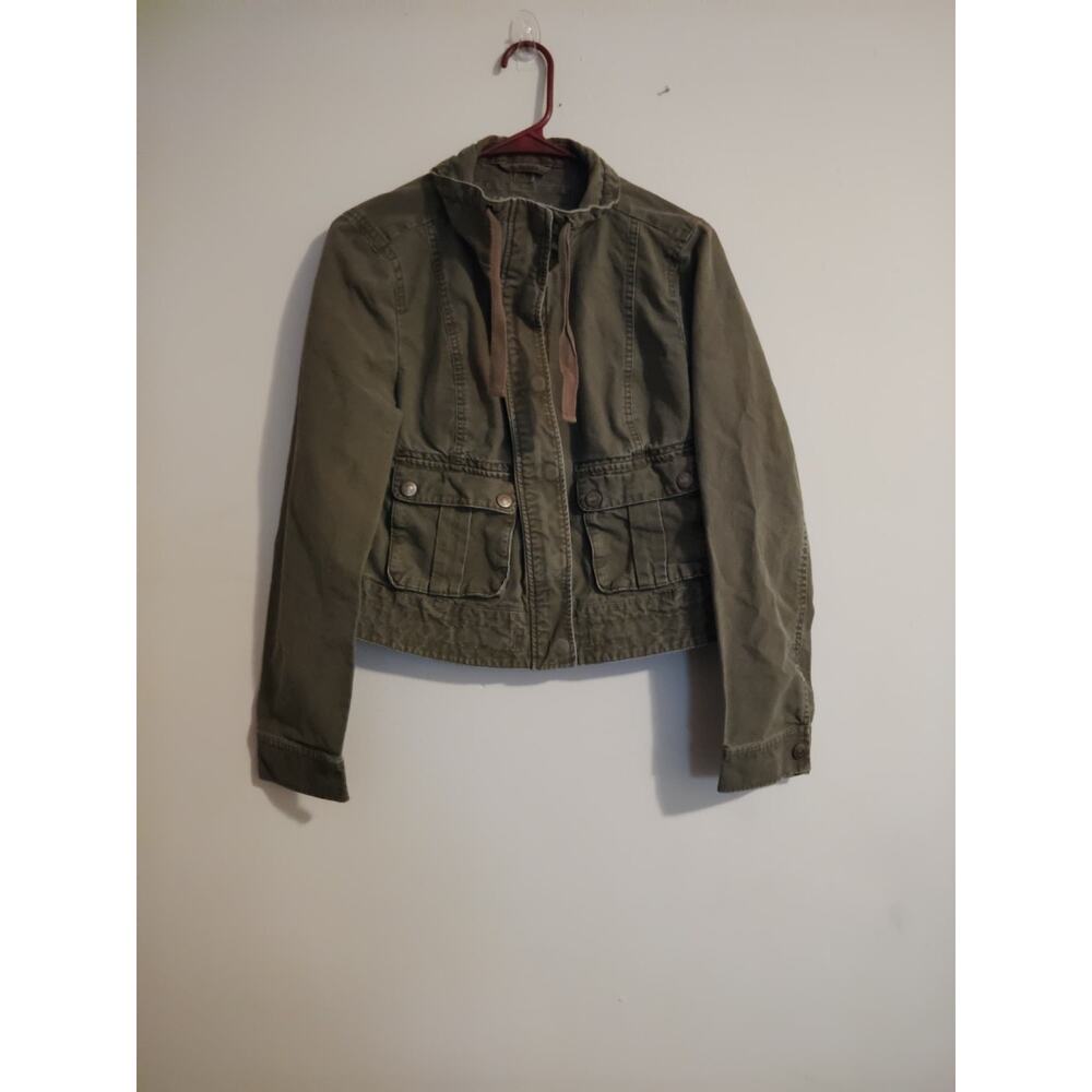 Aeropostale Women's Army Green Destressed Utility Pockets Jacket Size‎ Large